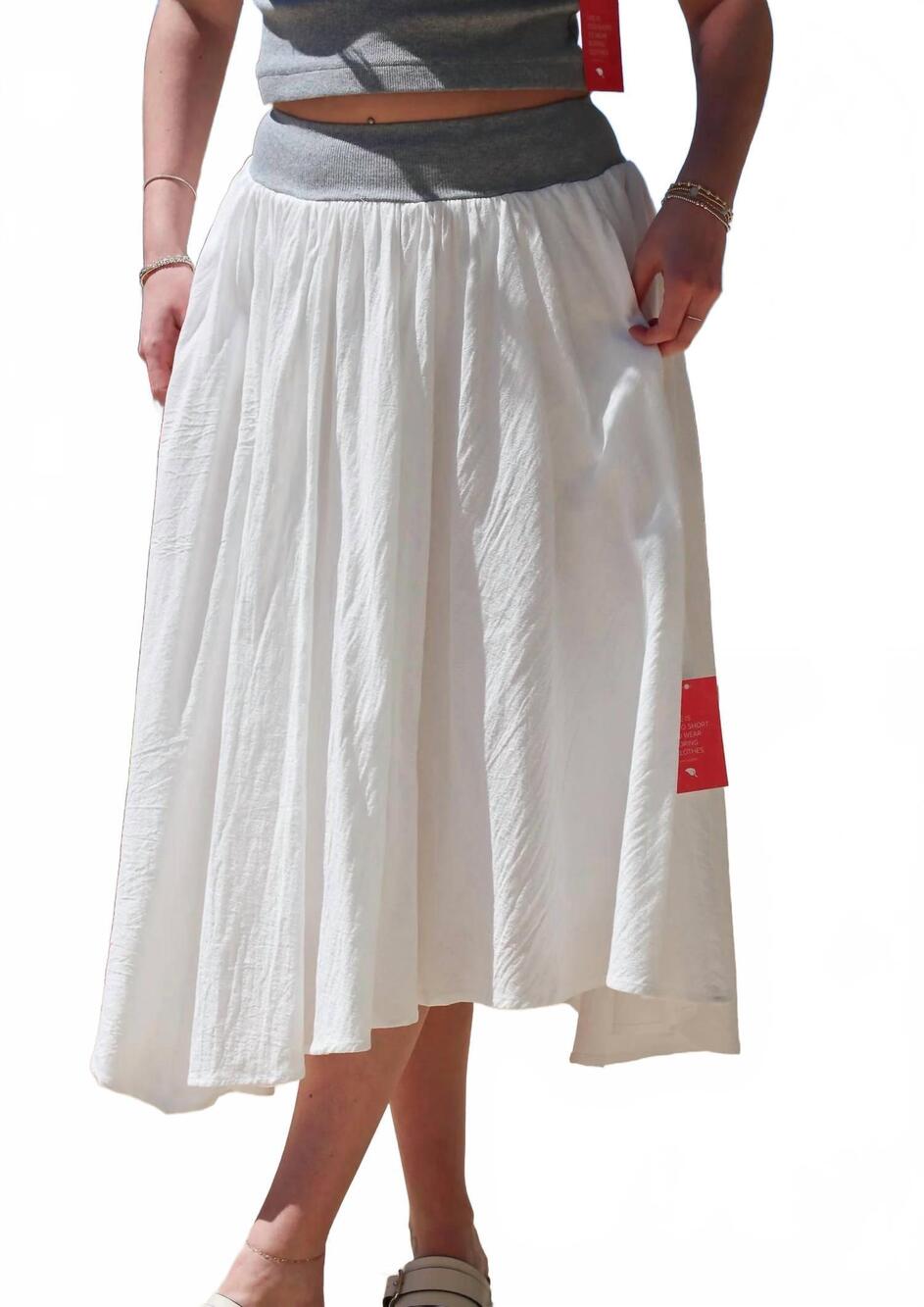 NEW BY TOGETHER asymmetrical midi skirt in white